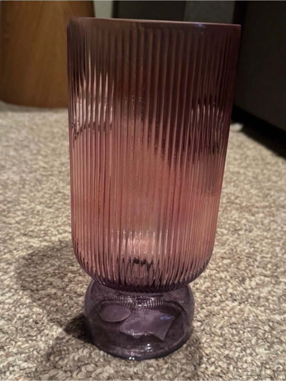 Handmade two toned pink and purple glass vase